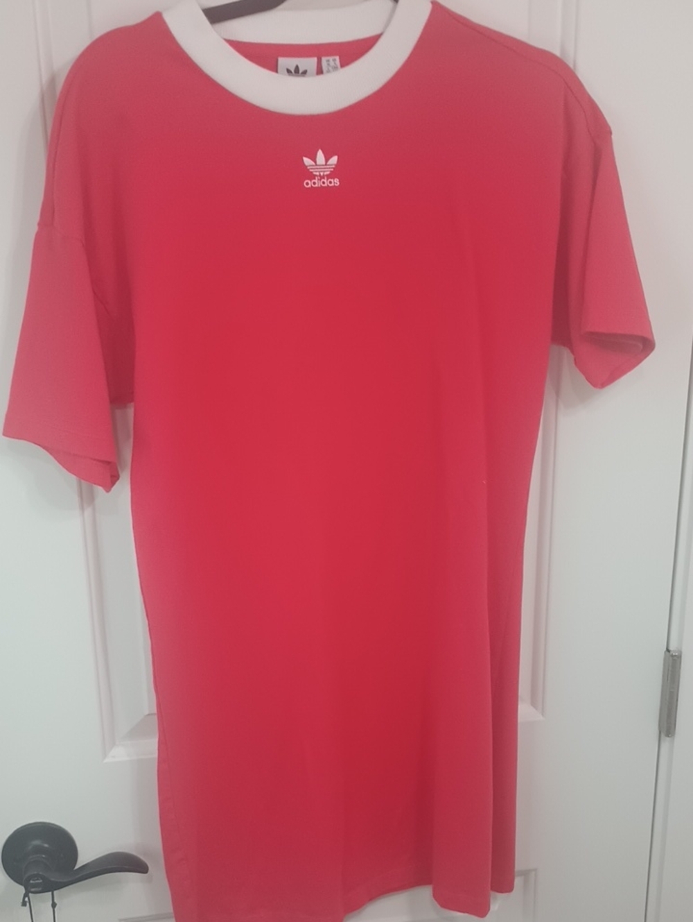 Adidas Red Women's T-Dresswith White Neck